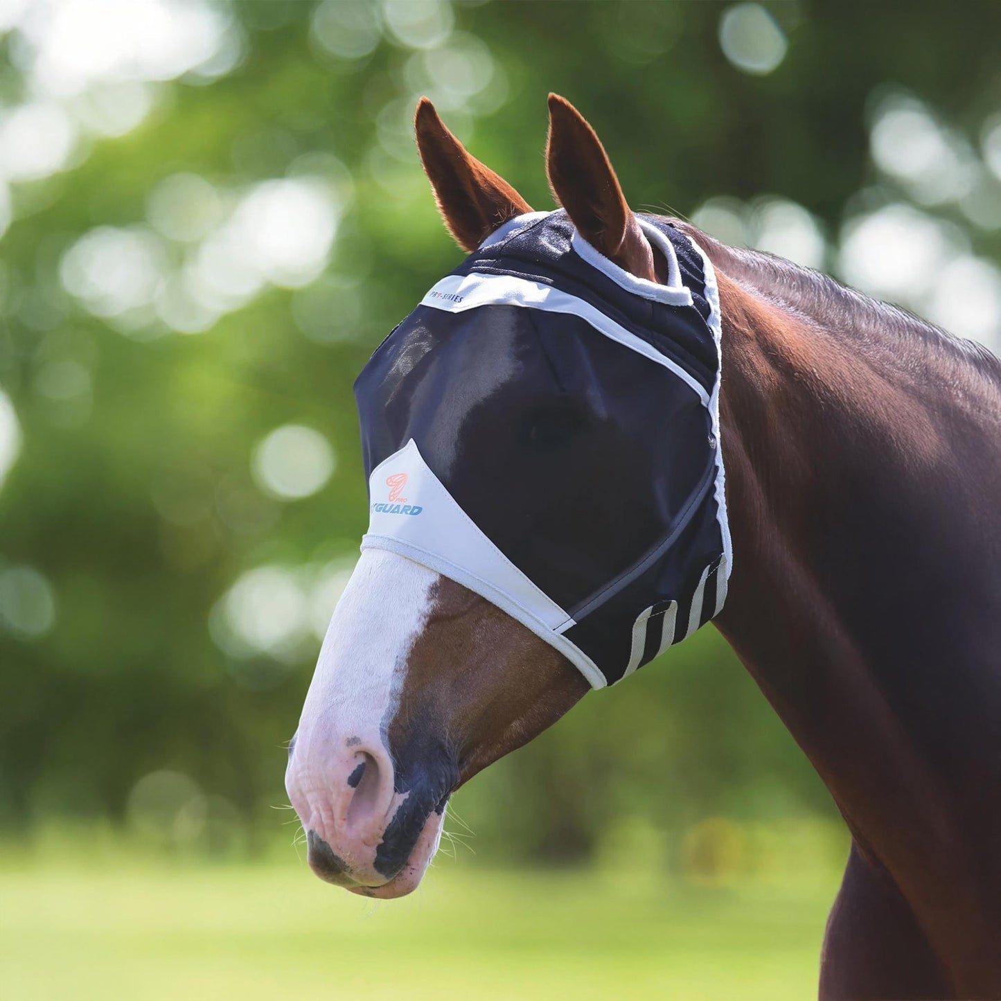 Shires FlyGuard Pro Fine Mesh Fly Mask with Ear Holes Navy Full - The Horse Shop AU