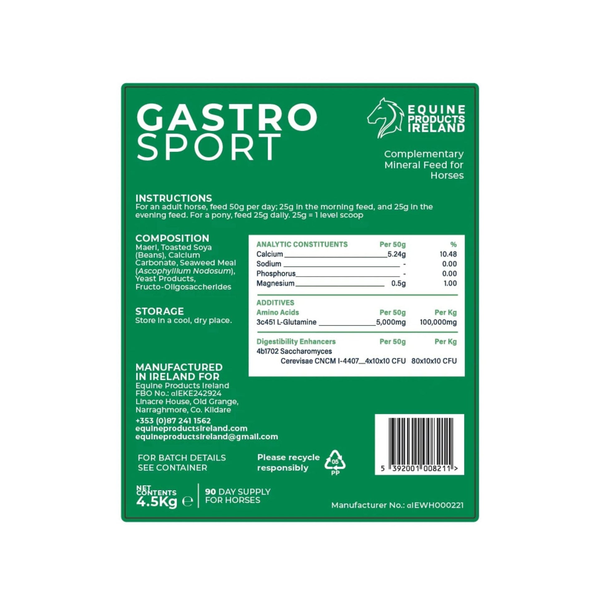 EQUINE PRODUCTS IRELAND GASTRO SPORT 2KG - The Horse Shop AU