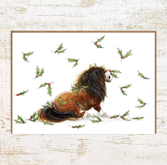 Holly – A6 Shetland Pony Christmas Card - The Horse Shop AU