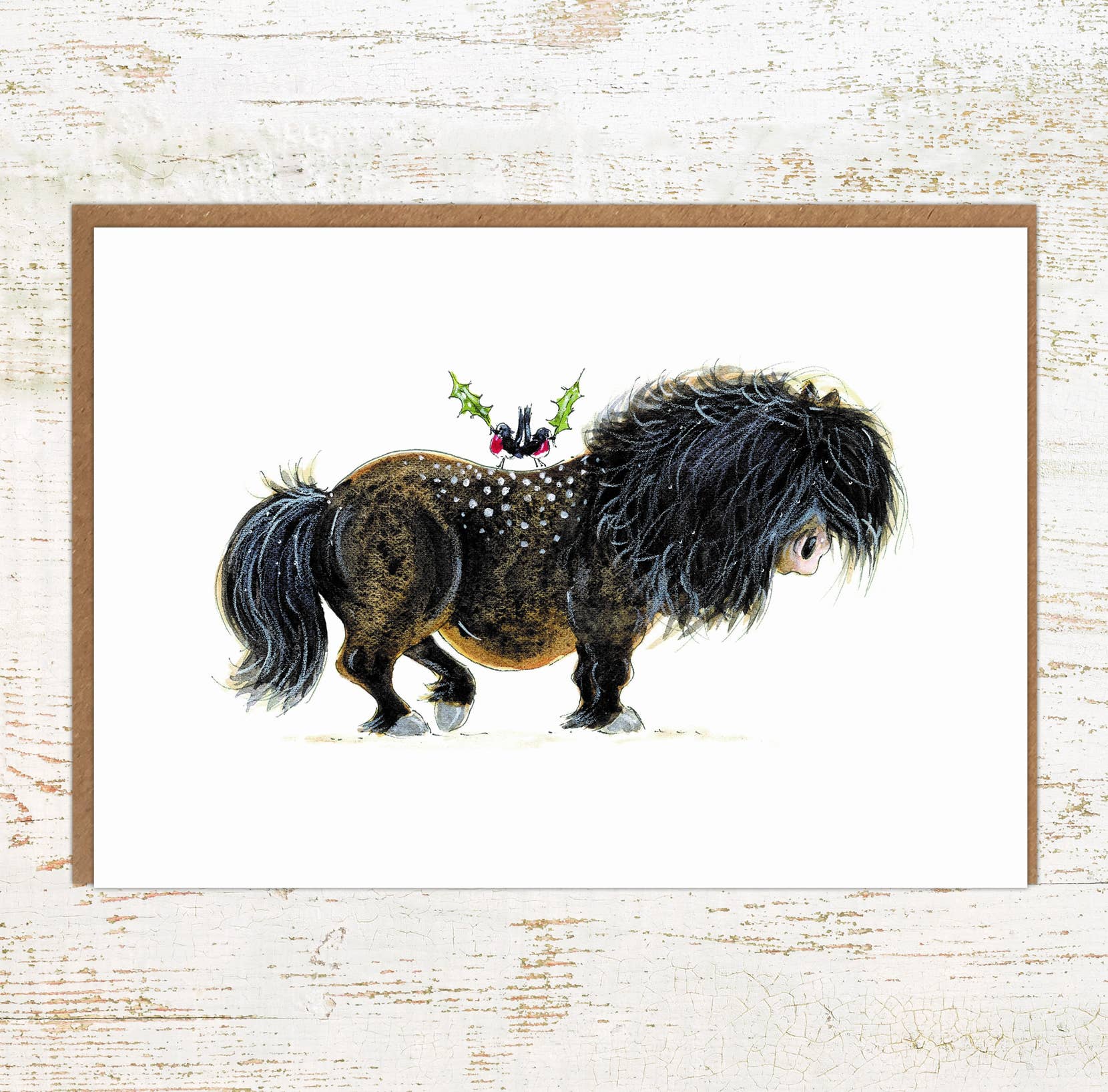 Pudding Pony – A6 Shetland Pony Christmas Card - The Horse Shop AU