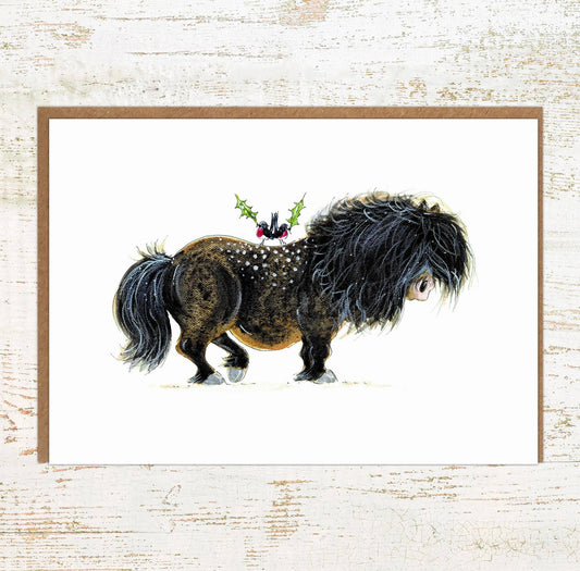 Pudding Pony – A6 Shetland Pony Christmas Card - The Horse Shop AU