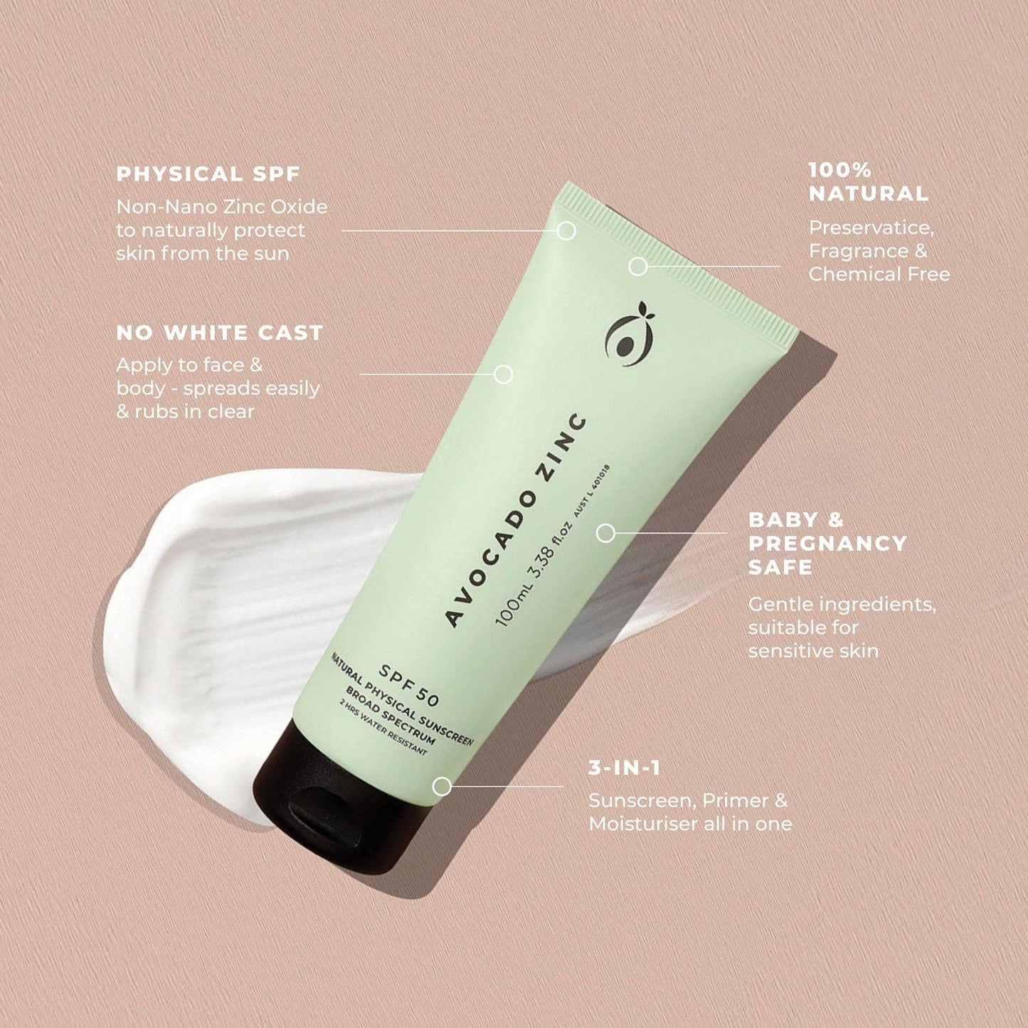 SPF 50 Natural Physical Sunscreen - The Horse Shop AU