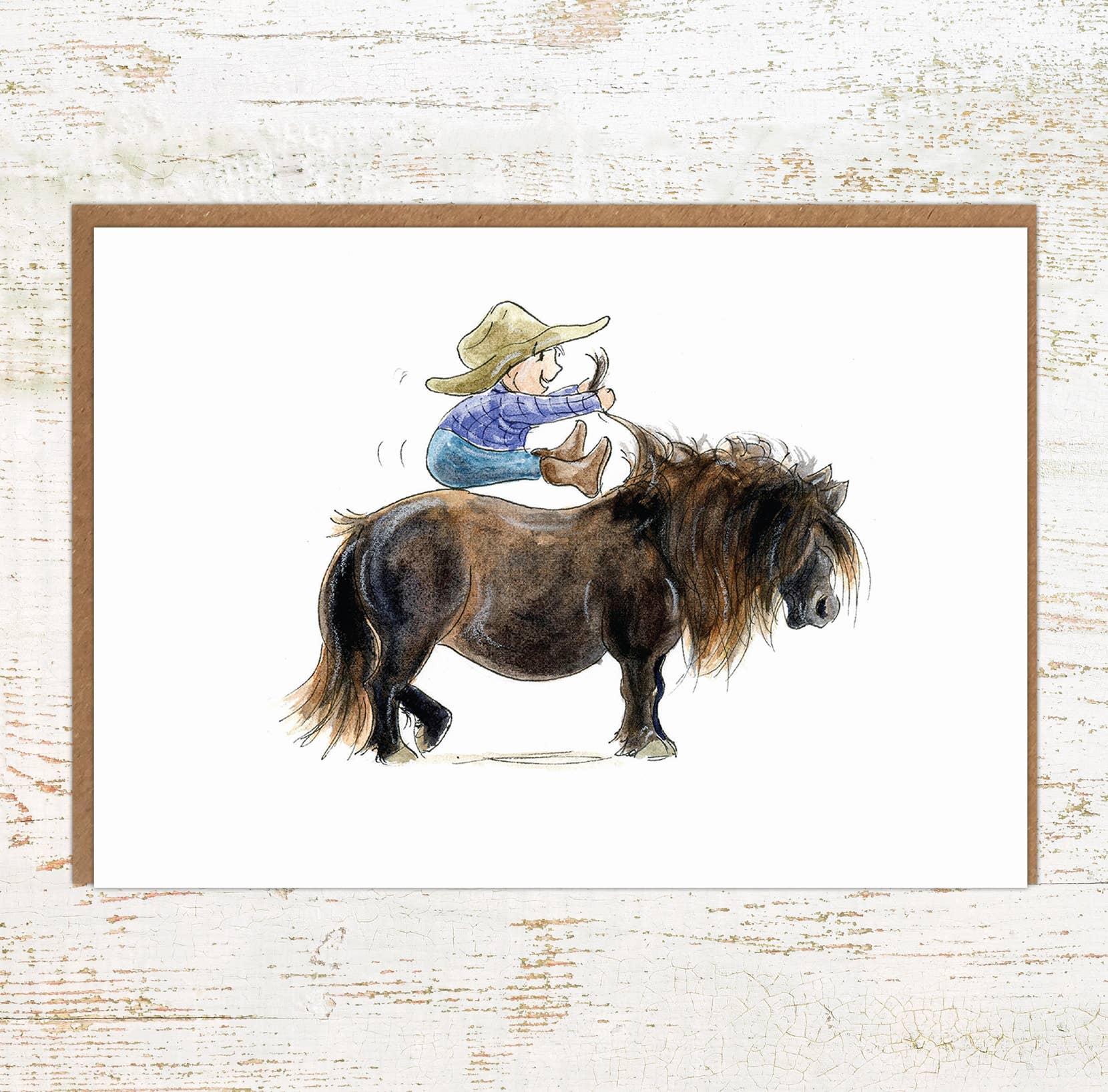 Where’s The Go Button? – A6 Pony and Child Greeting Card - The Horse Shop AU